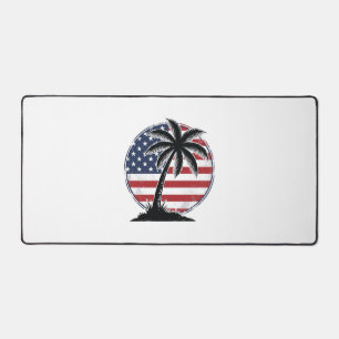 Chemise d'été Drapeau Américain Palmier Vintage_1