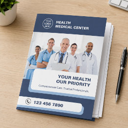 Chemise Dossier Clinique médicale professionnel de la santé bleu m