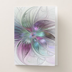 Chemise Dossier Fleur Abstraite colorée Art moderne floral fractal