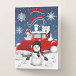 Chemise Dossier Laisser neiger<br><div class="desc">This design feobjets the nostalgia of a vintage red truck with some Arctic animals and a snowman in a wintry scene.</div>