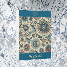 Motifs Floraux d'Art Moderne Nom Personnalisé Logo