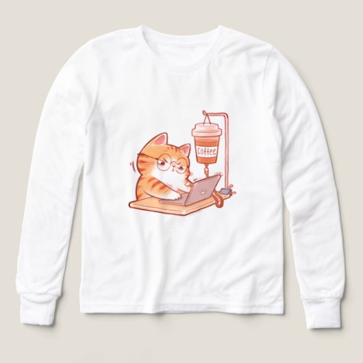 Chemise drôle de chat de café, programmeur surmené (Motif recto)