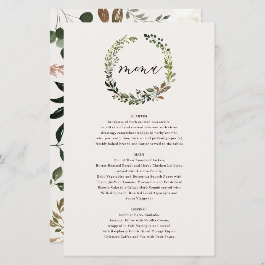 Chemise florale rustique et bois de cerf menu mari (Devant / Derrière)