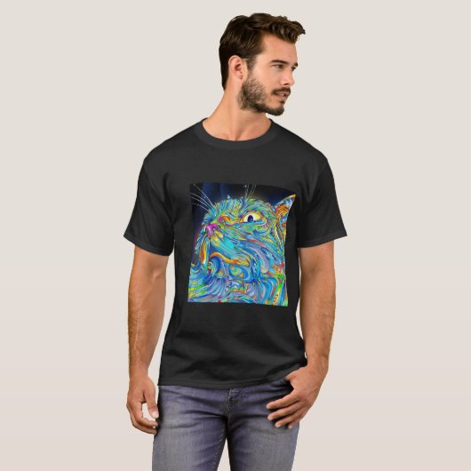 Chemise graphique de chat de T-shirt d'art Trippy (Devant entier)