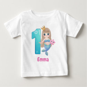 Chemise Mermaid 1er Anniversaire T-shirt bébé