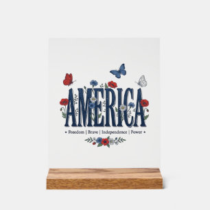 Chemise patriotique papillon floral Vintage Americ