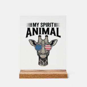 Chemise patriotique vintage girafe animal spiritue