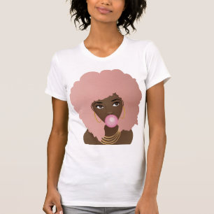 Chemise rose Afro, T-shirt rose Bubblegum