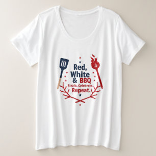 Chemise rouge, blanche et barbecue plus taille - G