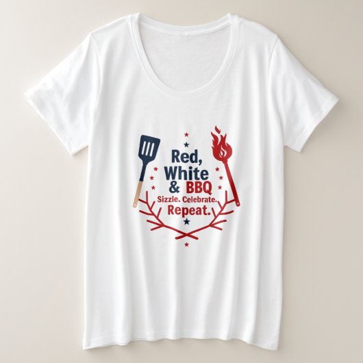 Chemise rouge, blanche et barbecue plus taille - G (Design devant)