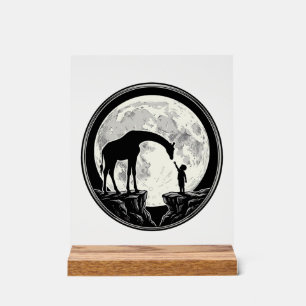 Chemise silhouette de girafe et d'enfant sous la l