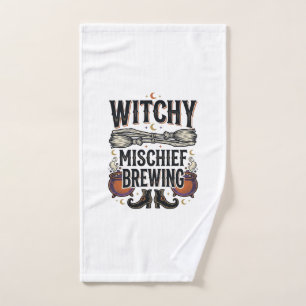 Chemise sorcière Halloween avec balai et chaudrons