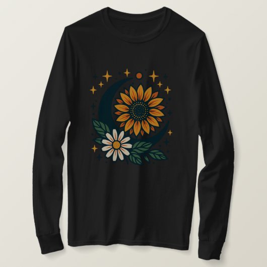 Chemise T-Shirt à Manches Longues Fleur Céleste (Design devant)
