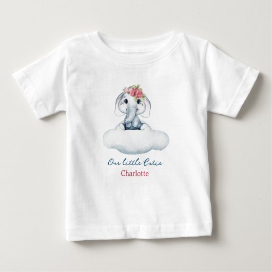 Chemise T-Shirt Bébé Eléphant Cute Petite Cutie (Devant)