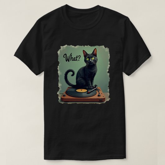 Chemise T-shirt Chat Noir Assis sur un Lecteur de (Design devant)