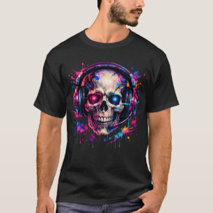 Chemise T-Shirt Crâne de Joueur Néon Graffiti Pein