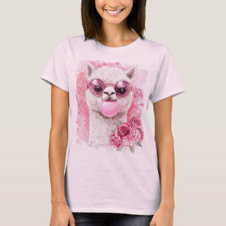 Chemise T-Shirt Cute Alpaca - Llama Bubblegum avec