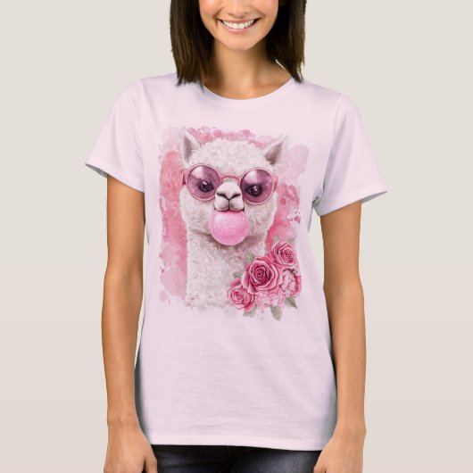 Chemise T-Shirt Cute Alpaca - Llama Bubblegum avec (Devant)