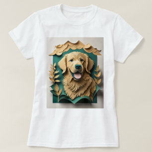 Chemise T-shirt design Retriever doré en art papie