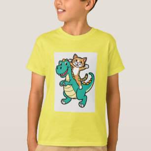 Chemise T-Shirt Dinosaure Smiling Chat Cute