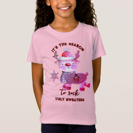 Chemise T-Shirt en cerf rose mignon (Devant)