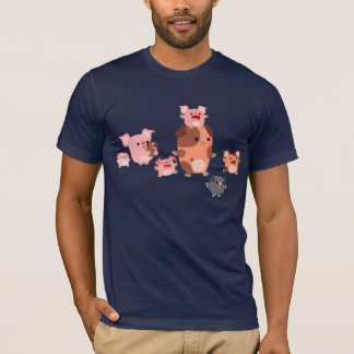 Chemise T-shirt Famille de cochon en caricature