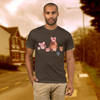 Chemise T-shirt Famille de cochon en caricature