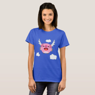 Chemise T-shirt Femme Cochon En Dessin Volant