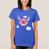 Chemise T-shirt Femme Cochon En Dessin Volant (Devant)