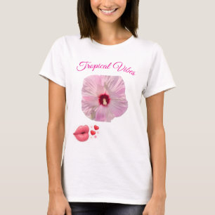 Chemise T-Shirt Fleur d'Hibiscus Rose Tropical