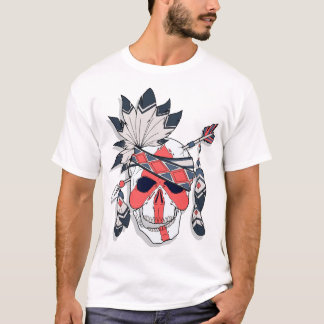 Chemise T-shirt graphique crâne à plume tribale