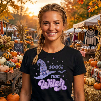 Chemise T-shirt Halloween Mignonne Sorcière à 100%