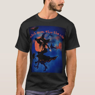 Chemise T-shirt Halloween Sorcière Art Texte