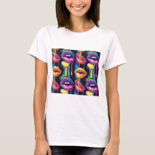 Chemise T-Shirt Lèvres Pop Art Colorées – Femme Au