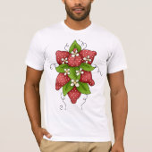 Chemise T-Shirt Mens Fraises et Fleurs (Devant)