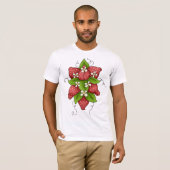 Chemise T-Shirt Mens Fraises et Fleurs (Devant entier)