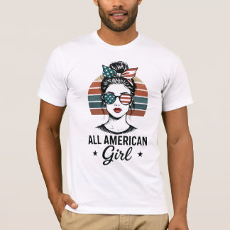 Chemise T-shirt patriotique pour fille tout améric