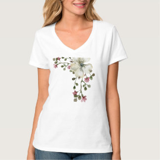 Chemise T-shirt pour femmes à motif floral aquarel