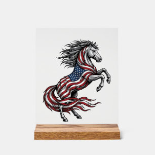 Chemise vectorielle de cheval cabré patriotique vi
