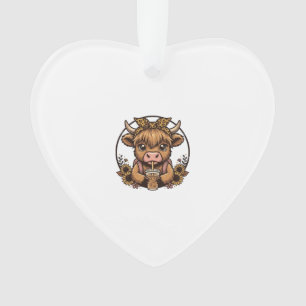 Chemise vintage Cute Highland Cow Coffee Sunflower