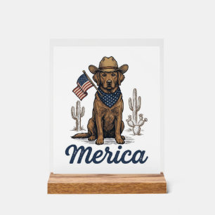 Chemise Vintage Merica Cowboy Chien Drapeau Améric