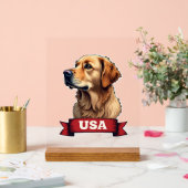 Chemise vintage USA avec gravure Golden Retriever  (Mariage)