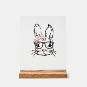 Chemise visage de lapin mignon Lunettes à imprimé