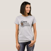 Chemises Chat Livres Café - T-shirt drôle pour ama (Devant entier)
