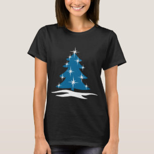 Chemises de Noël bleues de la dame T-shirt Arbre b