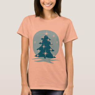 Chemises de Noël bleues de la dame T-shirt Arbre b