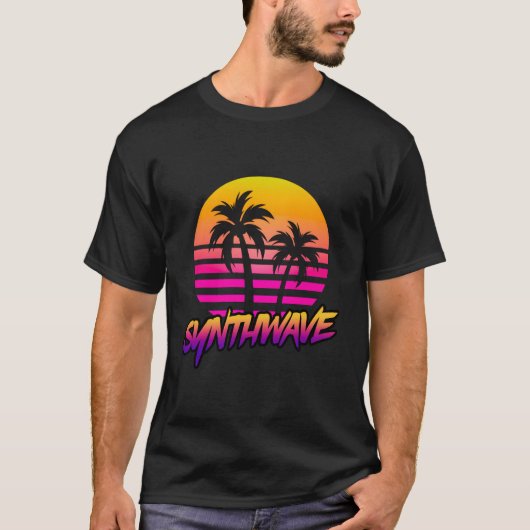 Chemises Synthwave Pour Hommes - Tshirt Synth Wave (Devant)