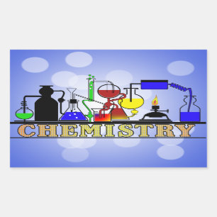 CHEMISTRISCHE KOPERS EN FLASKS-LOGO RECHTHOEKIGE STICKER