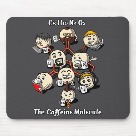 Chemistry Caffeine Molecule Funny Science Geek Cof Muismat (Voorkant)