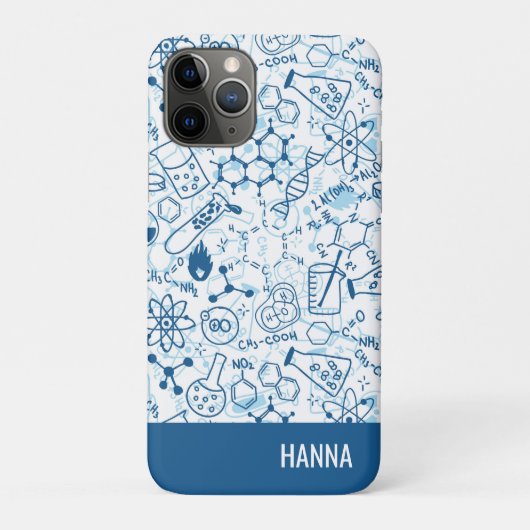 Chemistry Doodle Pattern Personalized Name Case-Mate iPhone Case (Achterkant)